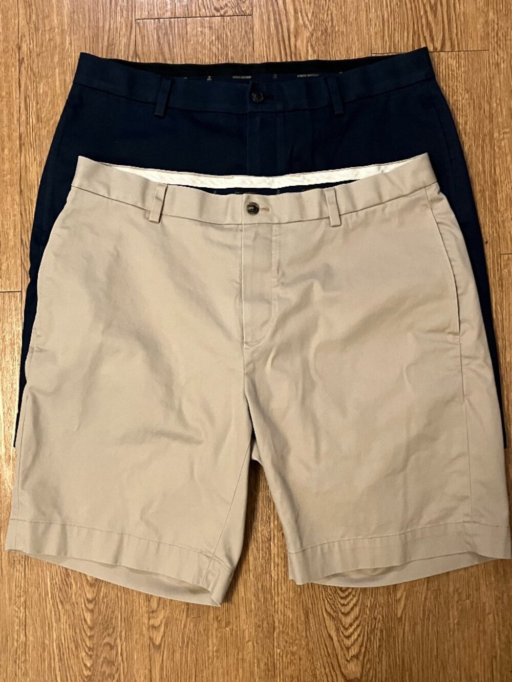 Brooks Brothers Advantage Chino Stretch Shorts Lot of 2 Mens 36 Navy Blue Khaki
